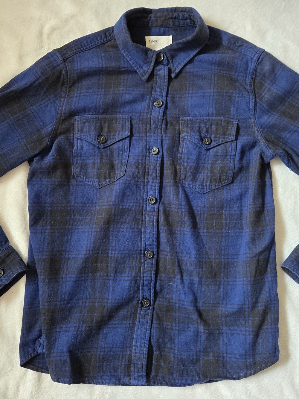 Tilley Men's Blue Plaid Button-Down Shirt